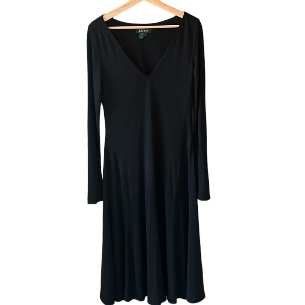 Lauren Ralph Lauren L Black Fit & Flare Midi Dress Classic Balletcore